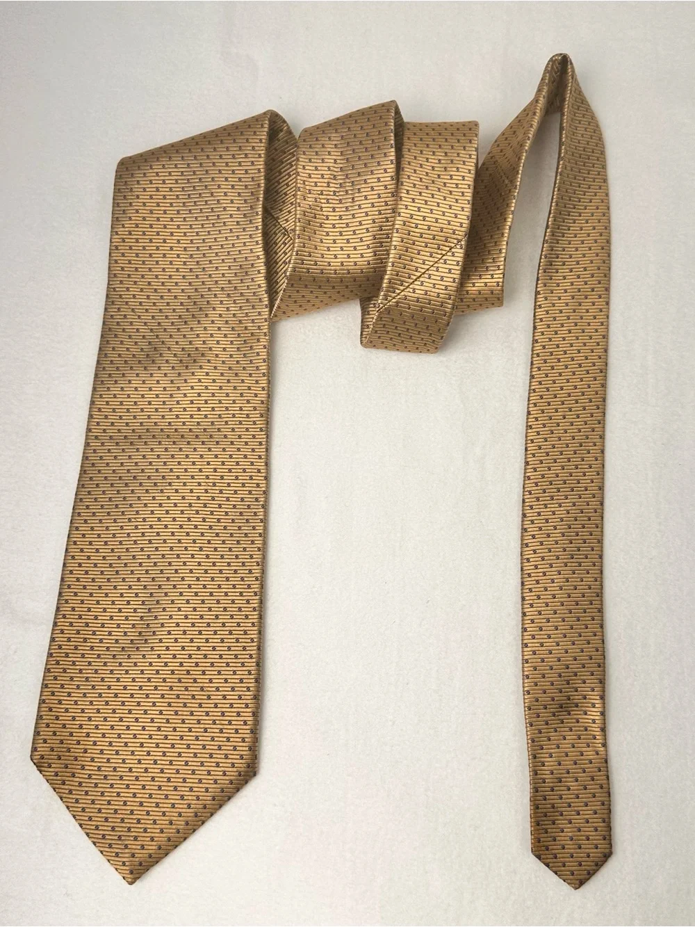 Lands’ End Handmade Tie Silk Necktie Mens Geometric Classic Gold  Tie
